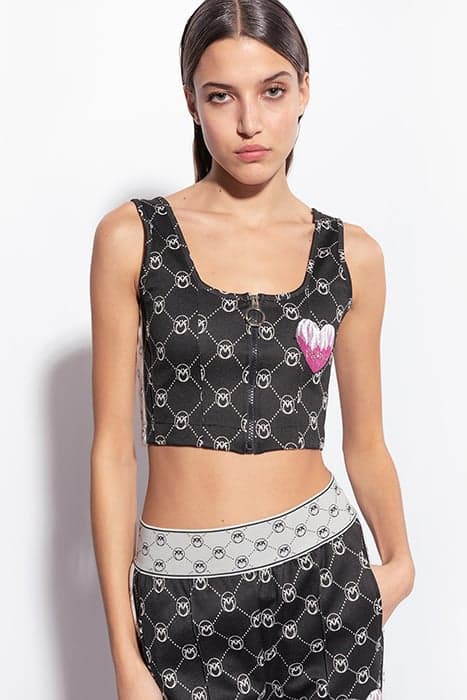 IRRIVERENTE TOP PUNTO STOFFA JACQUARD LOGO CON PATCH RICAMAT by PINKO