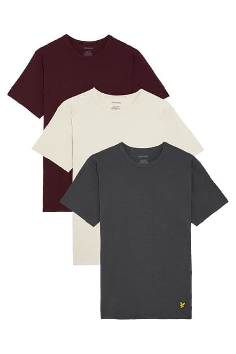 BASIC 3 PACK T-SHIRT GUNMETAL/ COVE/ BURGUNDY by Lyle & Scott