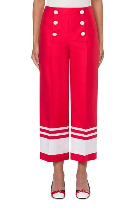 SAILOR MOOD TECHNICAL GABARDINE TROUSERS RED by Moschino