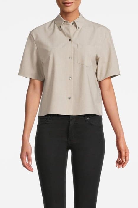 CROPPED SHORT-SLEEVE SHIRT IN GOOD WOOL SAND MELANGE by THEORY