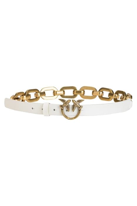 LOVE DAY MACRO CHAIN H2 BELT VITELLO SETA WHITE+WHITE-ANTIQU by PINKO