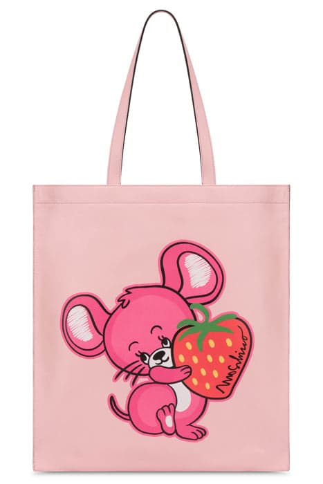 ILLUSTRATED ANIMALS NAPPA SHOPPER PINK by Moschino