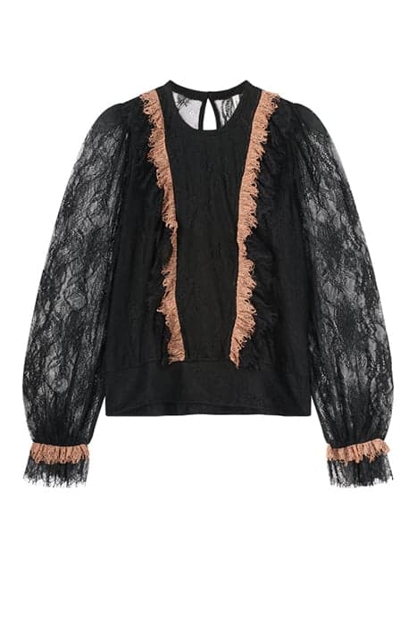 JERSEY TOP COLORCOMBO LACE MIX BLACK by Summum Woman