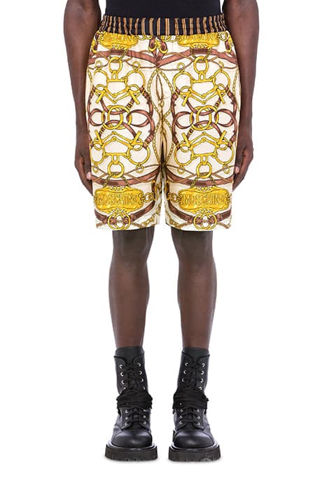 BERMUDA SHORTS IN MILITARY TEDDY SCARF TWILL WHITE by Moschino