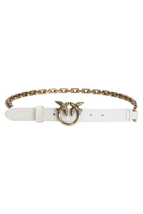 LOVE DAY CHAIN SIMPLY H2 BELT VITELLO SETA WHITE+WHITE-ANTIQ by PINKO