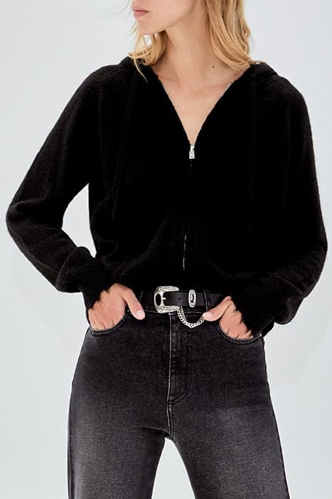 PURE EDITION- BLACK ZIPPED KNIT CARDIGAN BLACK by IKKS