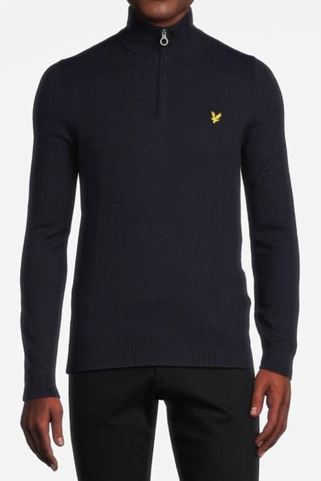 COTTON MERINO QUARTER ZIP JUMPER DARK NAVY by Lyle & Scott