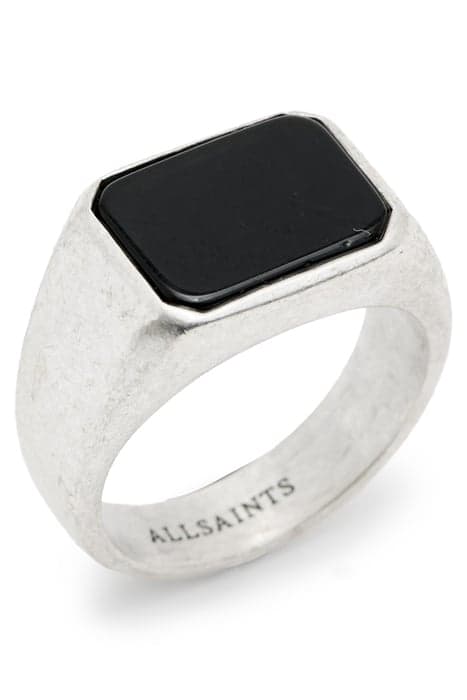 ALLDIS STONE RING WRM SILVR/BLK ONYX by AllSaints