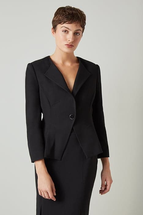 JK SKY - V NECK LAPEL JAC BLACK by LK Bennett