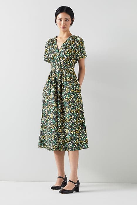 DR EVA MEADOW PRINT DRESS BLACK by LK Bennett