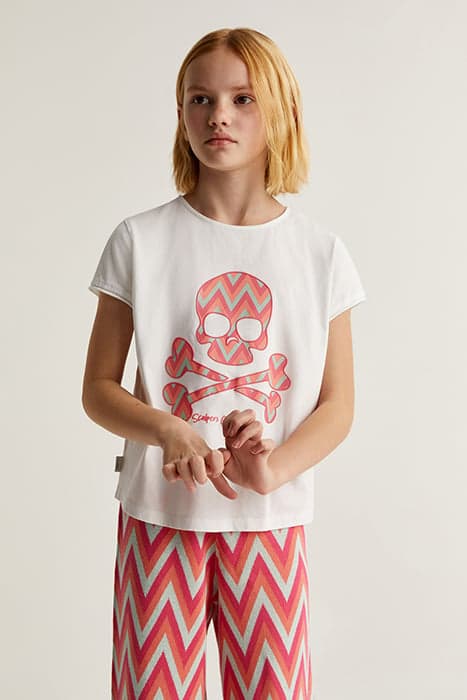 ZIGZAG SKULL TEE GIRLS WHITE by Scalpers