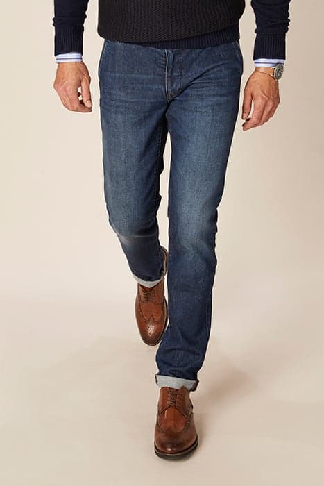 TIGHT FIT DARK STONE CHINO JEANS IN DENIM DENIM by River Woods