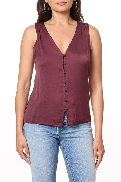 SLEEVELESS BUTTON FRONT BLOUSE BURGUNDY by Scotch & Soda