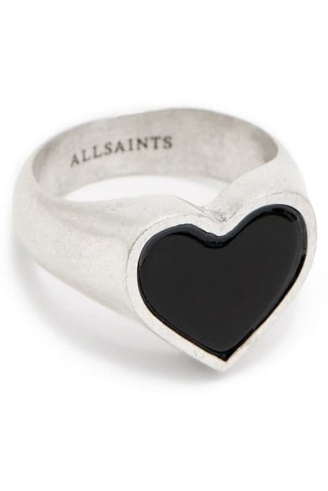 OBI HEART STONE RING WARM SLVR/BLK ONYX by AllSaints