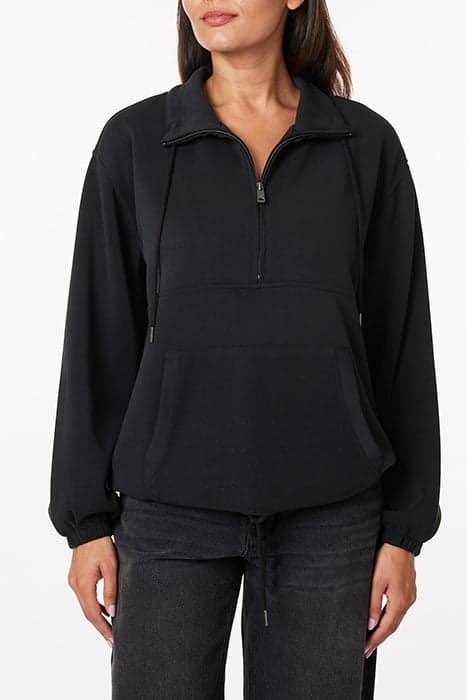 MOCK NECK HOODED SWEATSHIRT BLACK by Scotch & Soda