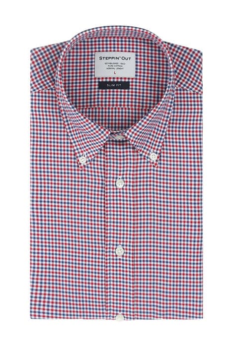 BUTTON DOWN SHIRT SLIM FIT RUIT ROOD/BLAUW by Steppin' Out