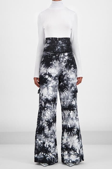 BLACK WHITE TIE DYE GEMMA PANTS by Daily Paper