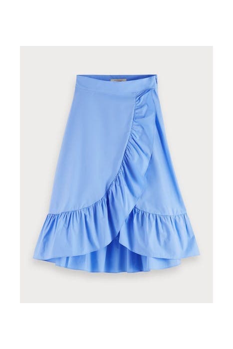 CRISPY COTTON MAXI LENGTH WRAPOVER SKIRT WITH RUFFLES BREEZE by Scotch & Soda