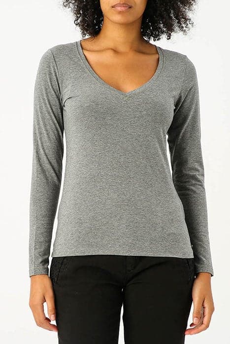 V-NECK T-SHIRT LS LUREX STITCH by River Woods