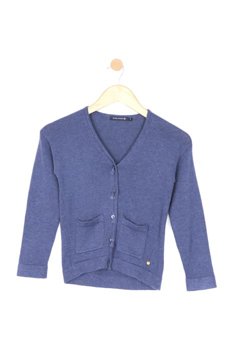 FANCY V-NECK BUTCARD COMF LS BLUE by River Woods