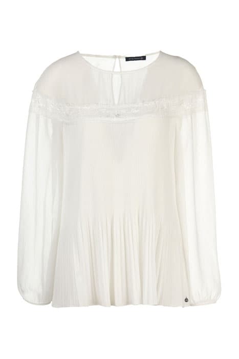 SHIRT PLEATED TRANSPARANT LS WHITE by River Woods