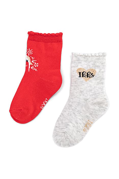 Chaussettes rouge clair et grises bébé fille by IKKS