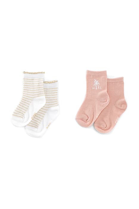 Chaussettes rose poudré et blanc rayé or bébé fille by IKKS