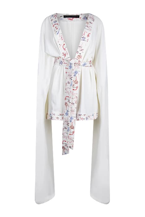 WOMEN'S SHORT KIMONO WITH LONG SLEEVES WHITE by Marcell von Berlin