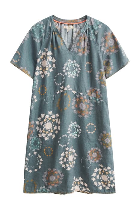 CORA LINEN DRESS TEAL MLT by White Stuff