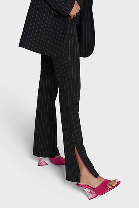 LADIES WOVEN LUREX STRIPE FLARED PANTS BLACK by Alix The Label