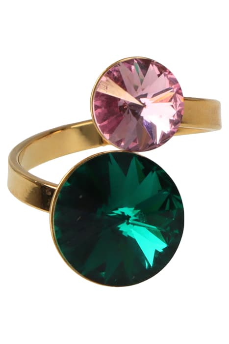 EMBRACE RING BLUSH ROSE + EMERALD by OTAZU