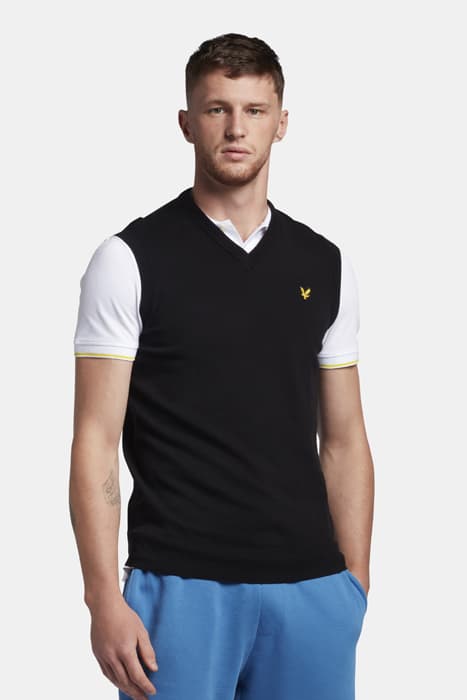 V NECK VEST JET BLACK by Lyle & Scott