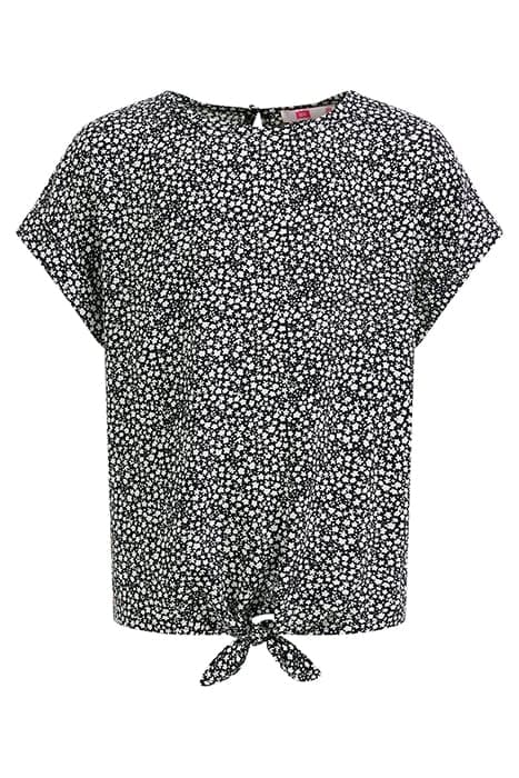 MEISJES BLOUSE MET KNOOPDETAIL EN DESSIN BLACK by WE Fashion