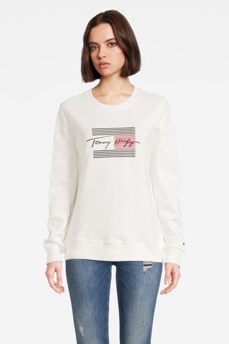 FLAG C-NK SWTSHR, YBL WHITE by Tommy Hilfiger