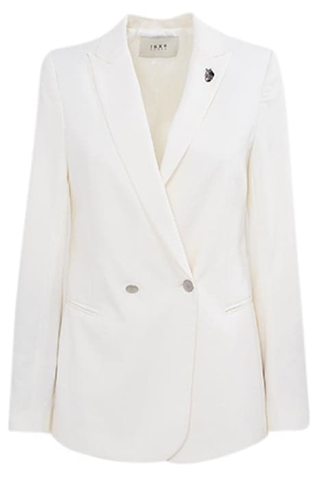 Veste tailleur longue en tencel blanc cassé femme by IKKS