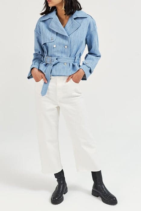 LIGHT BLUE DENIM SHORT TRENCH COAT by IKKS