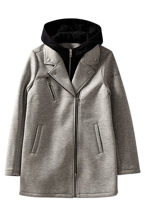 Manteau gris chiné moyen à parementure capuche fille by IKKS