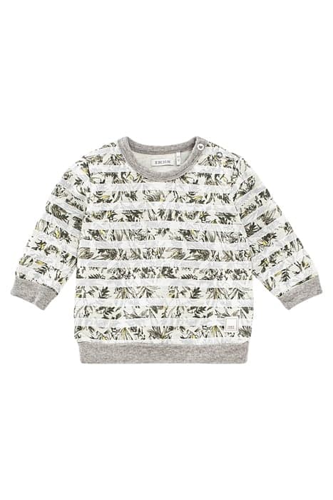 BABY BOYS’ GREY WHITE-STRIPED FOLIAGE PRINT SWEATSHIRT by IKKS