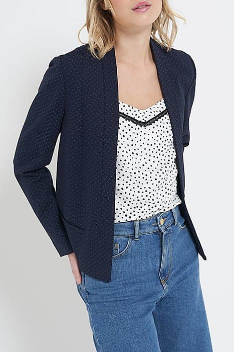 Veste de costume marine maille jacquard minimaliste I.Code by ICODE