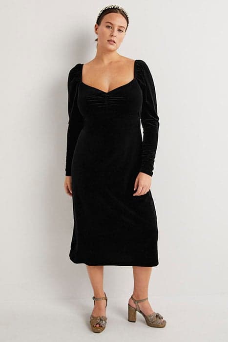 VELVET JERSEY MIDI DRESS BLK by Boden