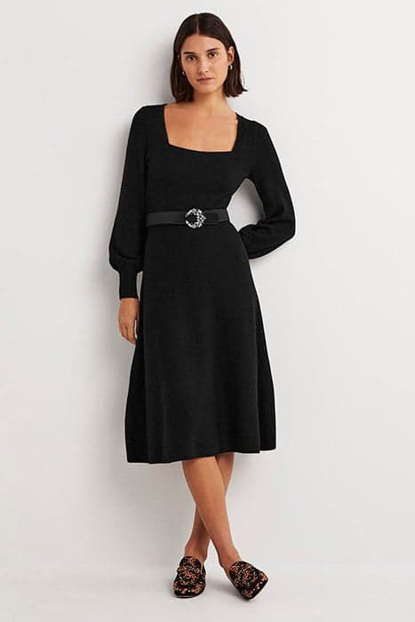 SQUARE NECK KNITTED DRESS BLK by Boden