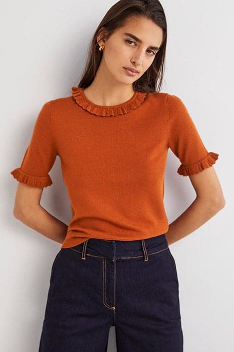 MERINO KNITTED T-SHIRT BRN by Boden