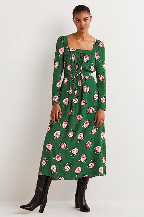 SQUARE NECK MAXI DRESS GRN by Boden