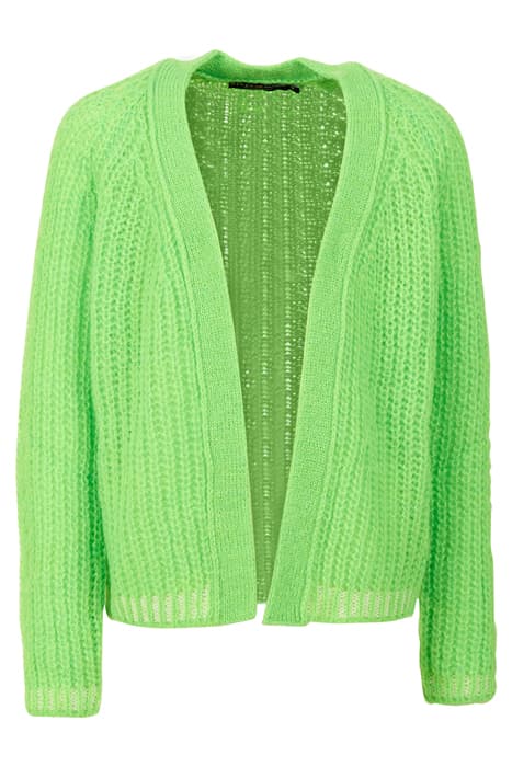 LOOSE V-NECK AJOUR CARDI LS GREEN by River Woods