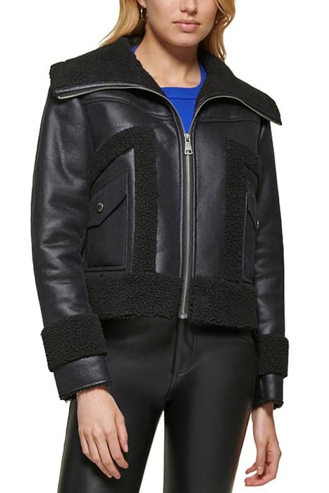 LS MIXED MEDIA ZIP F BLK/BLACK by DKNY