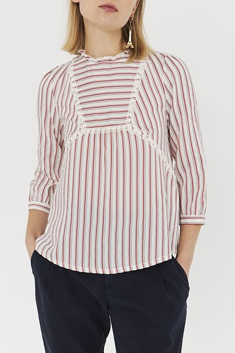 STRIPED BLOUSE WITH LACE BRAID OFF-WHITE by IKKS