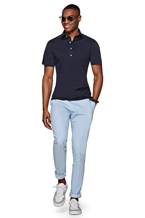 Navy Knitted Short Sleeve Popover by Suitsupply