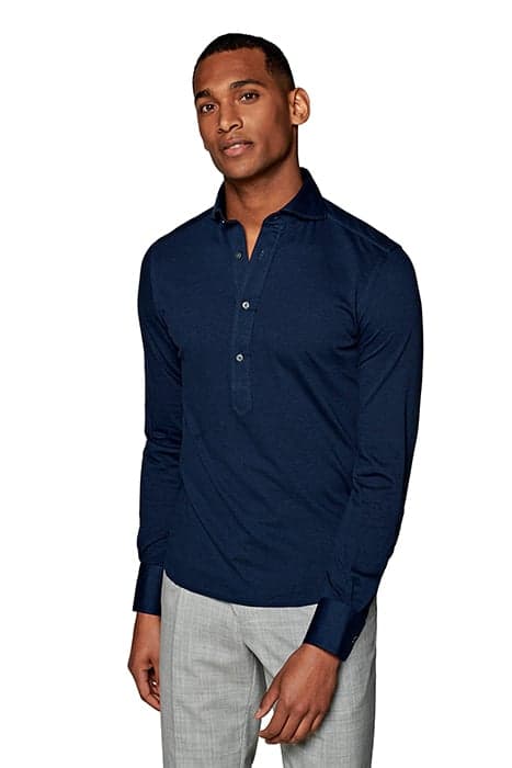 Blue Jersey Extra Slim Fit Popover by Suitsupply