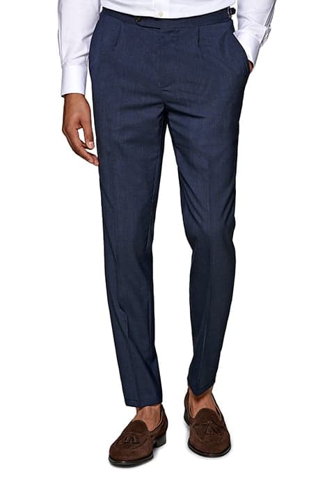 BLUE CHECKED PLEATED AMES TROUSERS by Suitsupply