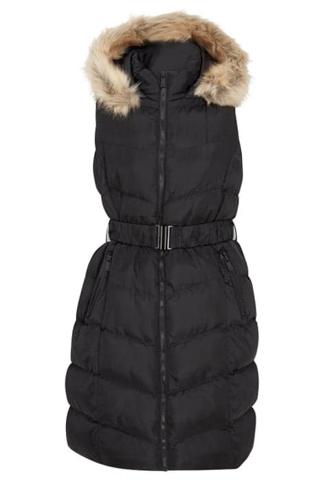 FUR CHEV MIX BELT MID GILET BLACK by French Connection